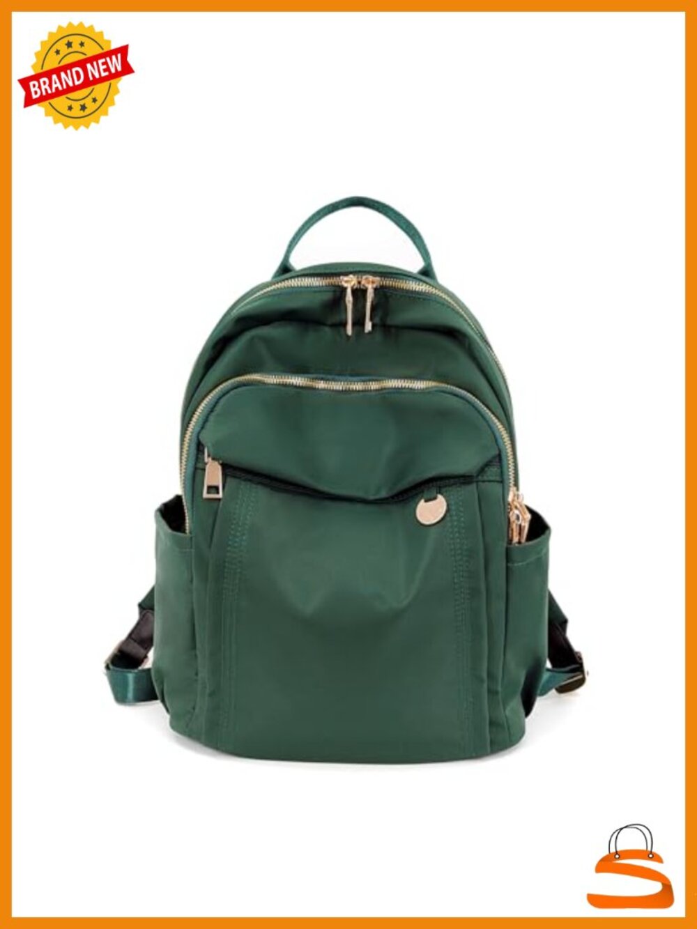 Mini Nylon Backpack Purse with Gold-Tone Hardware, Water-Resistant Daypack for